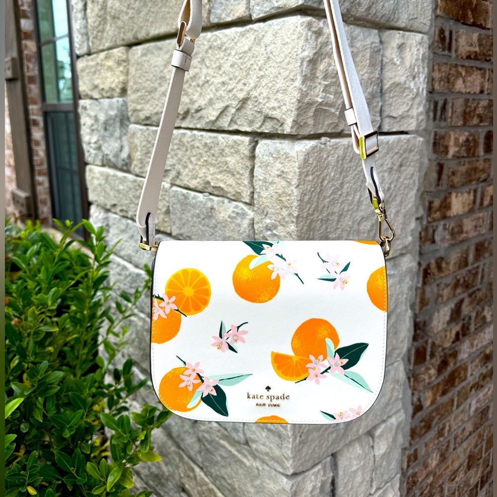 🍊 Brand New Kate Spade ♠️ Madison Orange Toss Saddle Bag 🍊